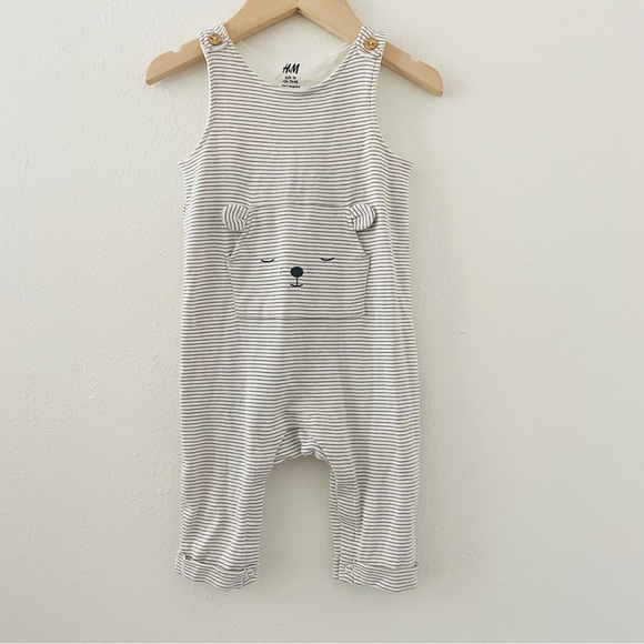 H&M Cotton Dungarees - Striped Animal Print - Picture 1 of 3